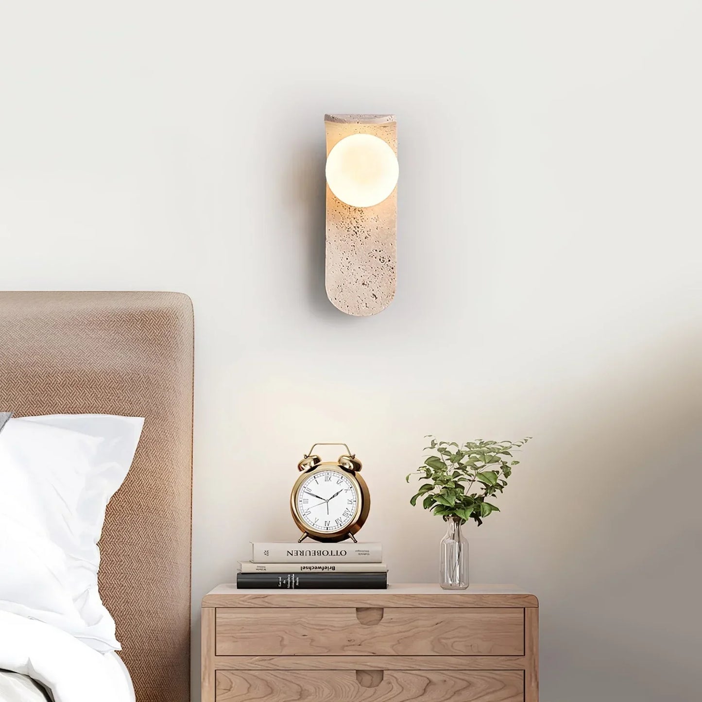 Curve Solis Travertine Wall Lamp