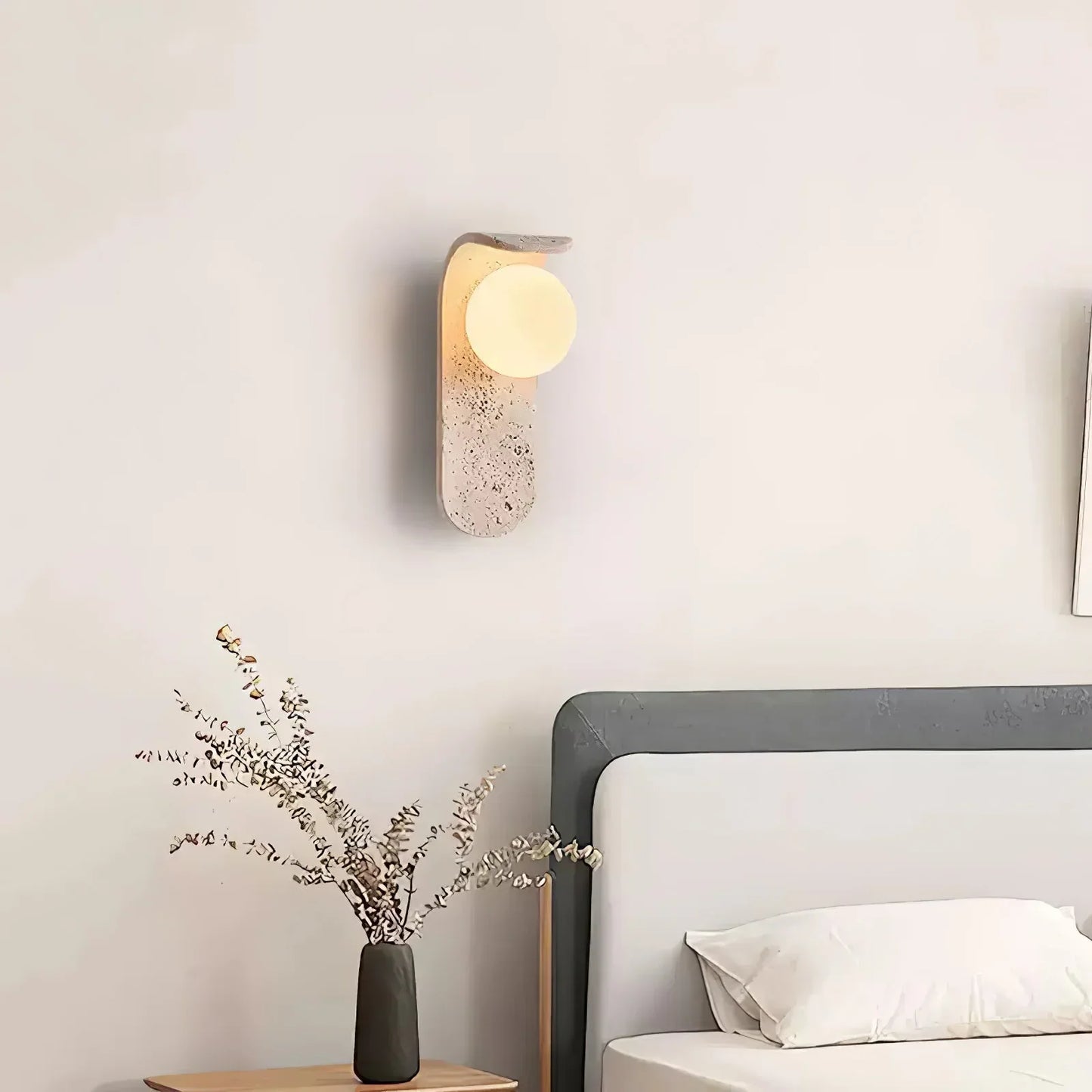 Curve Solis Travertine Wall Lamp