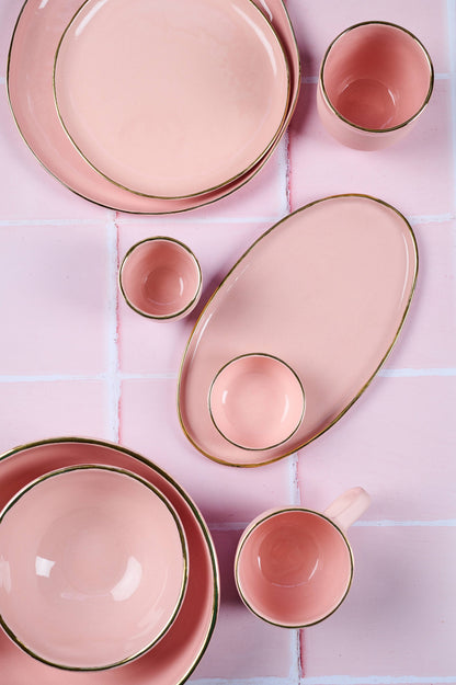 Handmade Porcelain Espresso Cup with Gold Rim. Powder Pink