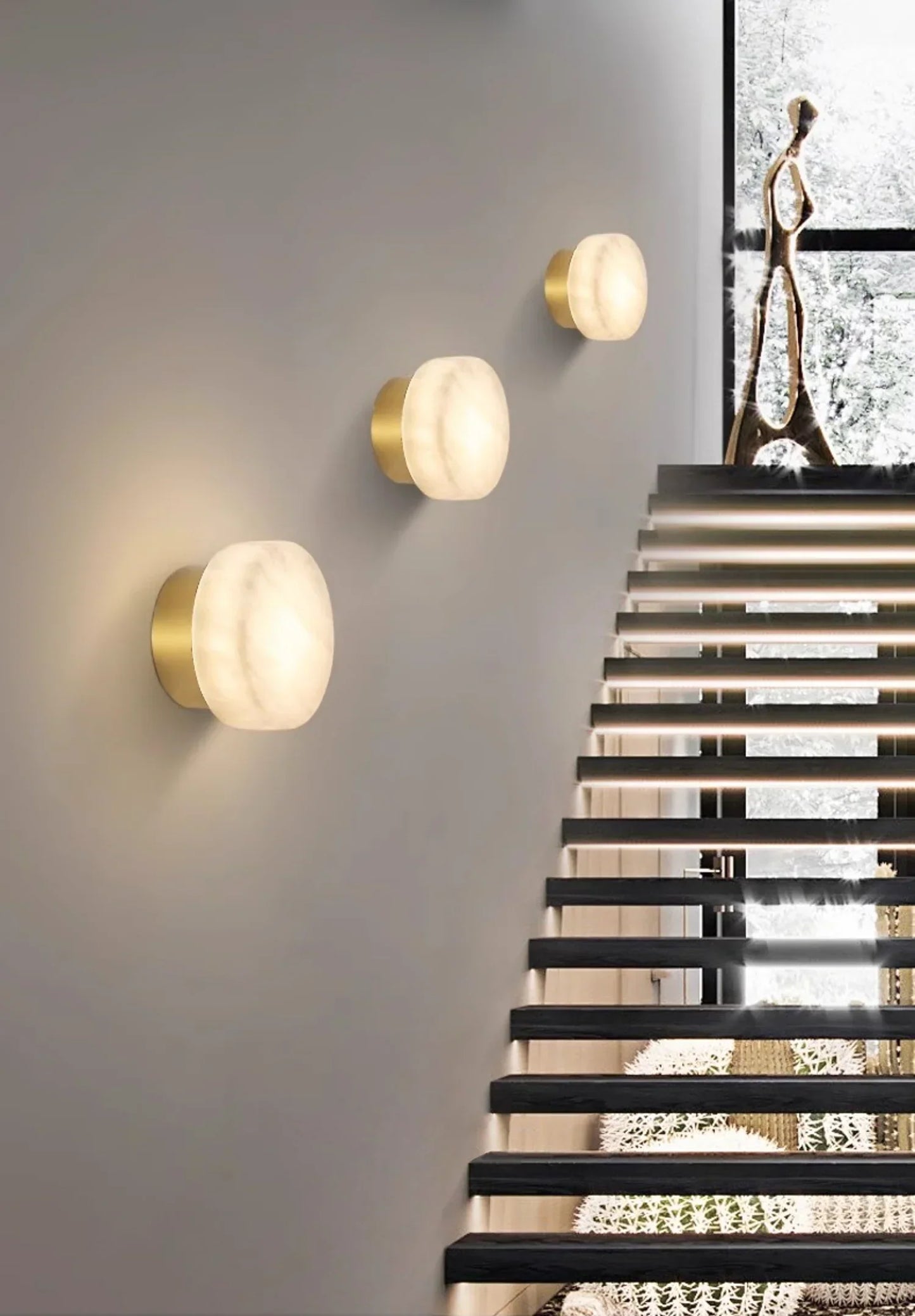 Domino A Cylindrical Alabaster Wall Light