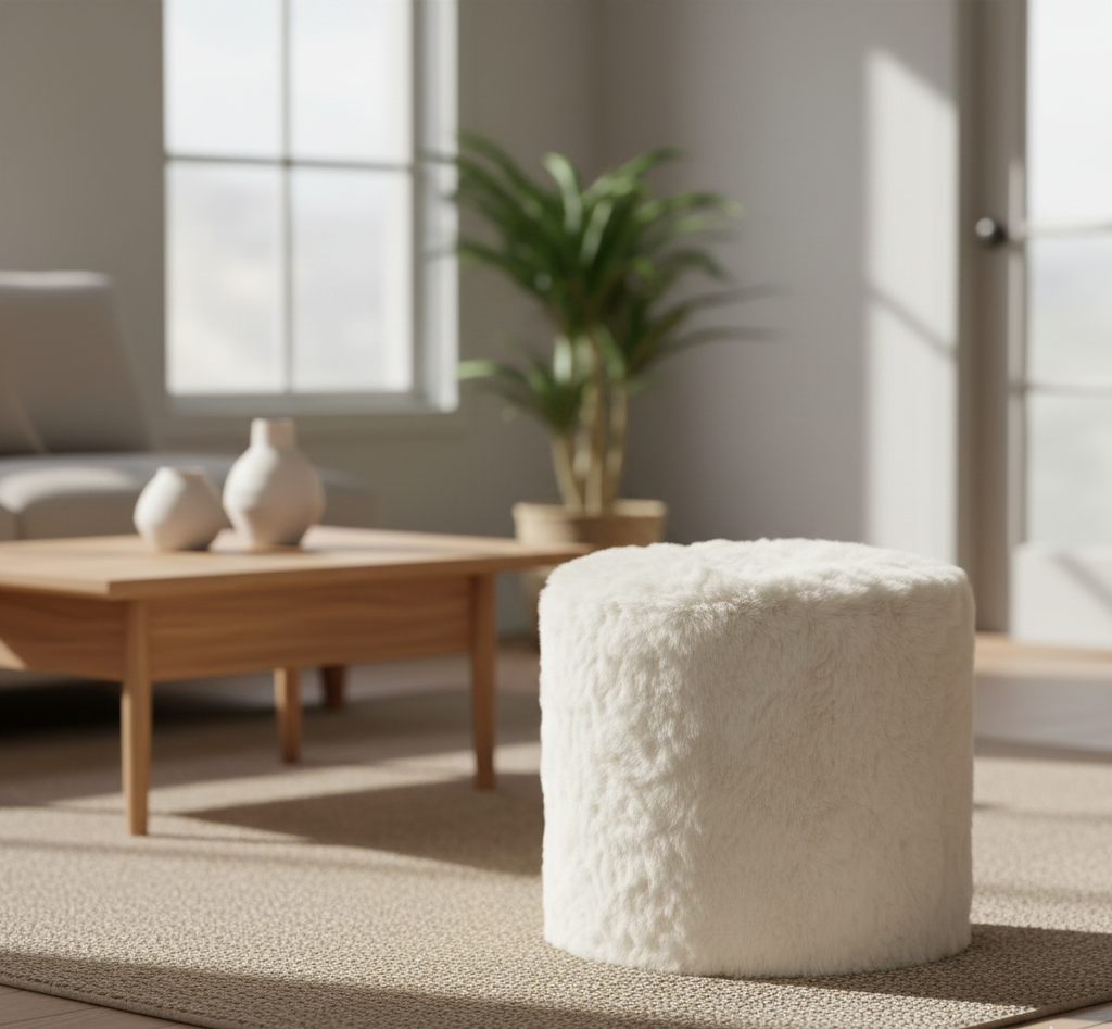 Icelandic Sheepskin Tuffet Off White