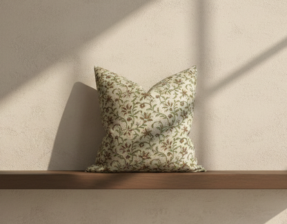 Vine Print Pillow Cover in Green