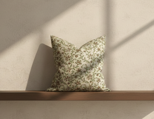 Vine Print Pillow Cover in Green