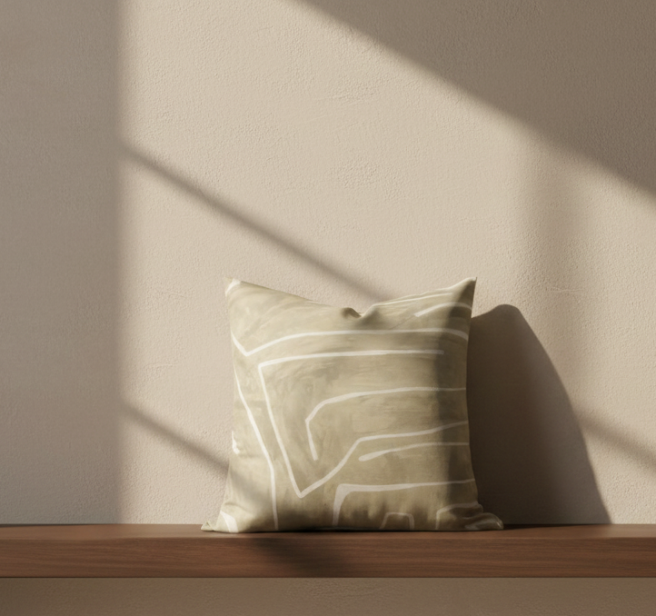 Kelly Wearstler Graffito Pillow Cover in Beige Ivory