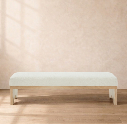 Sharyn Boucle & Wood Bench