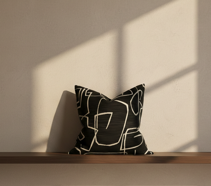 Abstract Pillow Cover in Black, Kravet Woven Textiles