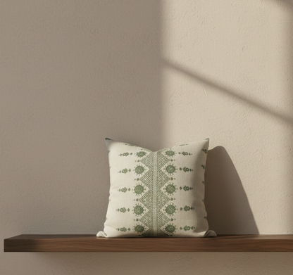 Carmania Pillow Cover in Green, Indoor Outdoor Pillows, Peter Dunham Textiles