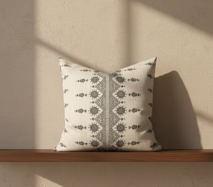 Carmania Pillow Cover in Charcoal, Indoor Outdoor Pillows, Peter Dunham Textiles