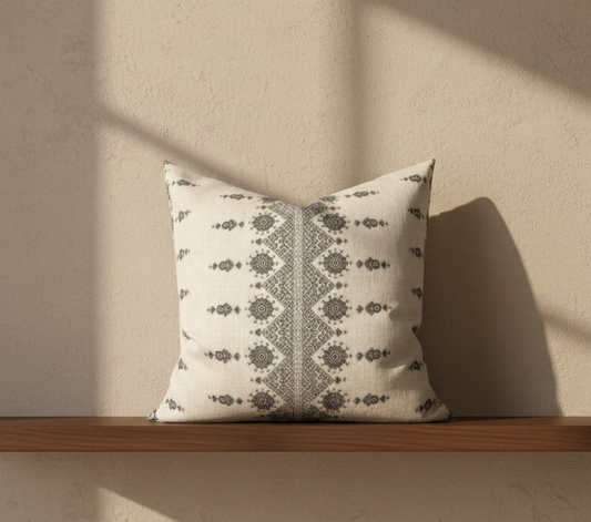 Carmania Pillow Cover in Charcoal, Indoor Outdoor Pillows, Peter Dunham Textiles