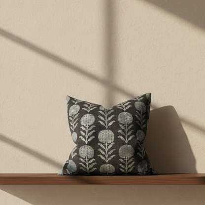 Zinnia Pillow Cover in Indigo Blue, McLaurin + Piercy Textiles