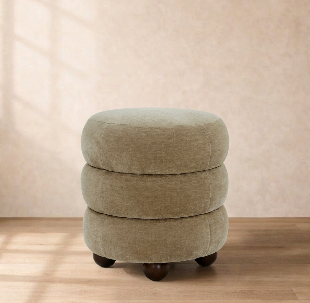 Cecelia Round Channel Tufted Ottoman