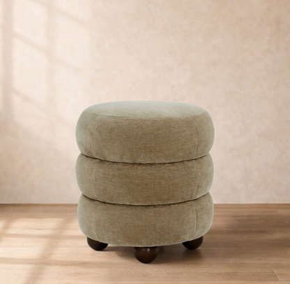 Cecelia Round Channel Tufted Ottoman