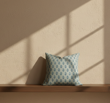 Rajmata Tonal Pillow Cover in Blue/Blue, Peter Dunham Textiles