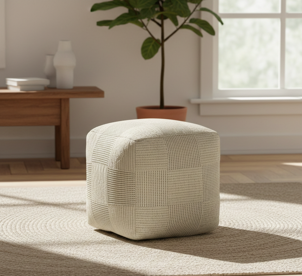 Branford Pouf - Ivory Natural
