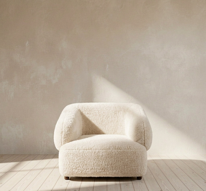 Devlin Lounge Chair Cream Faux Fur