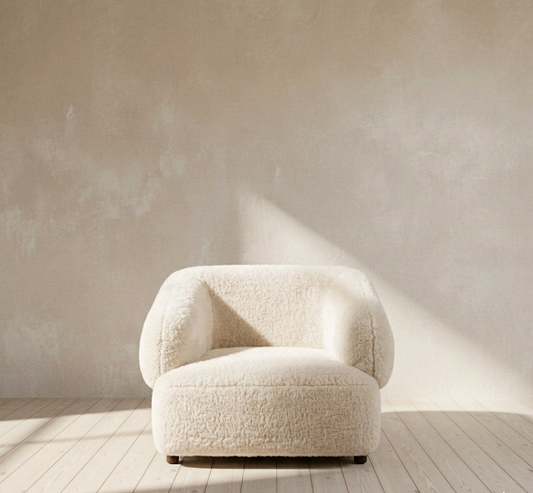 Devlin Lounge Chair Cream Faux Fur