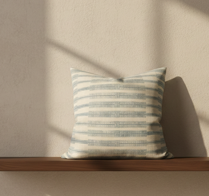 Indro Pillow Cover in Lake on Natural, Susan Connor Textiles