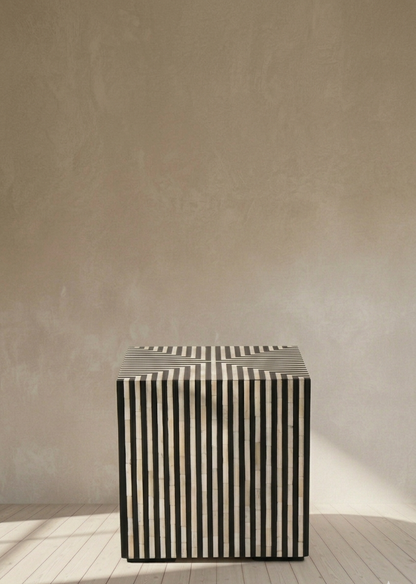 Terning Side Table Black and White