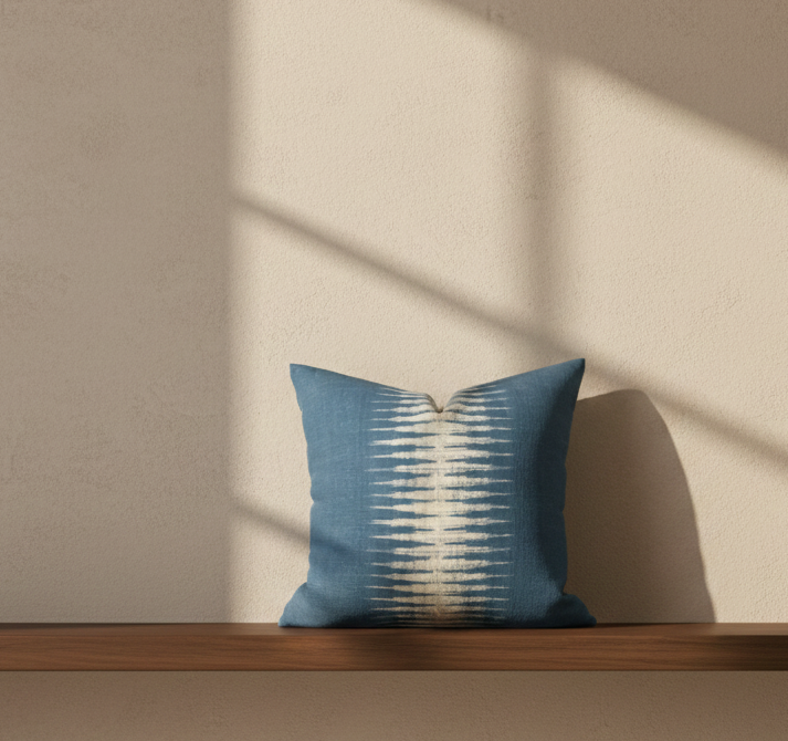Ikat Pillow Cover in Indigo Blue, Peter Dunham Textiles