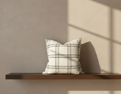Dundee Pillow Cover in Ivory and Black