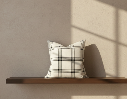 Dundee Pillow Cover in Ivory and Black