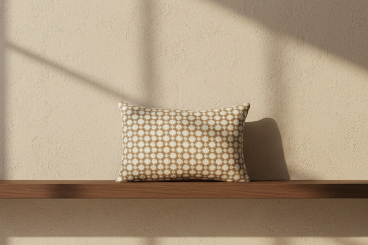 Betwixt Pillow Cover in Biscuit, Schumacher Textiles