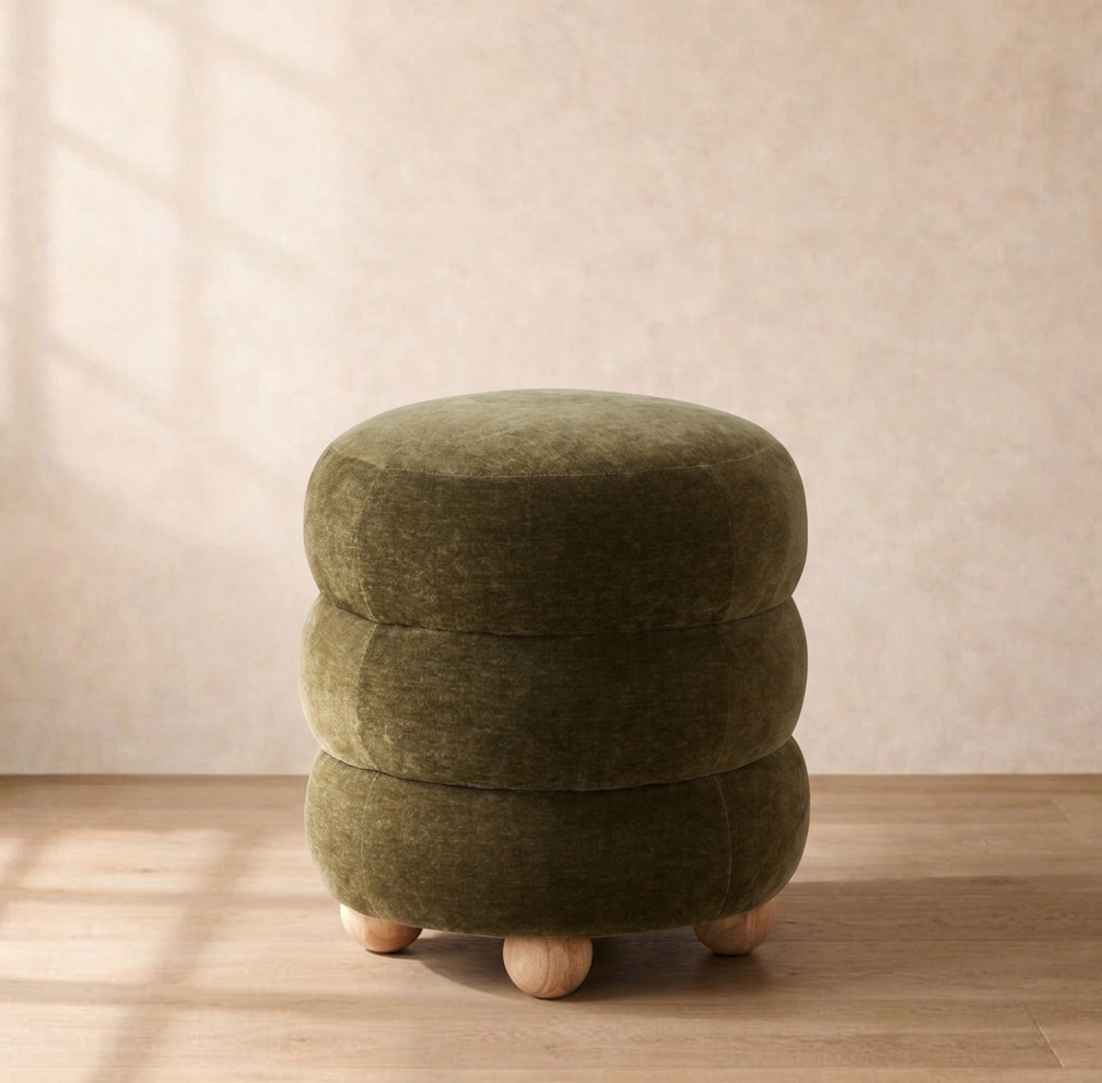 Cecelia Round Channel Tufted Ottoman
