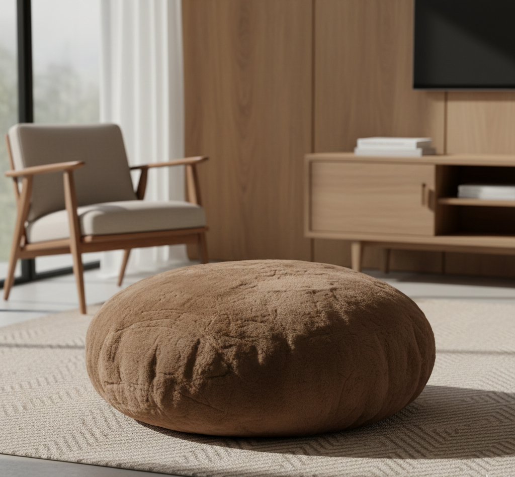 Shorn Sheepskin Ottoman Gold