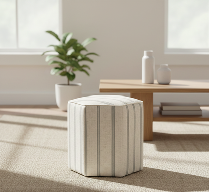 Hexagonal Striped Round Ottoman