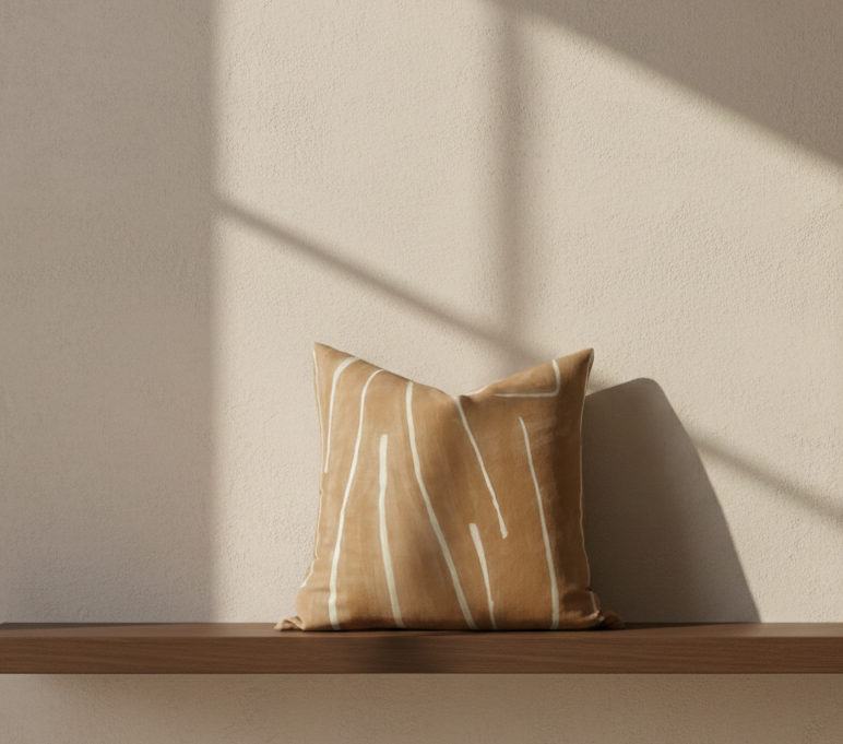 Graffito Pillow Cover in Salmon Cream, Kelly Wearstler Textiles