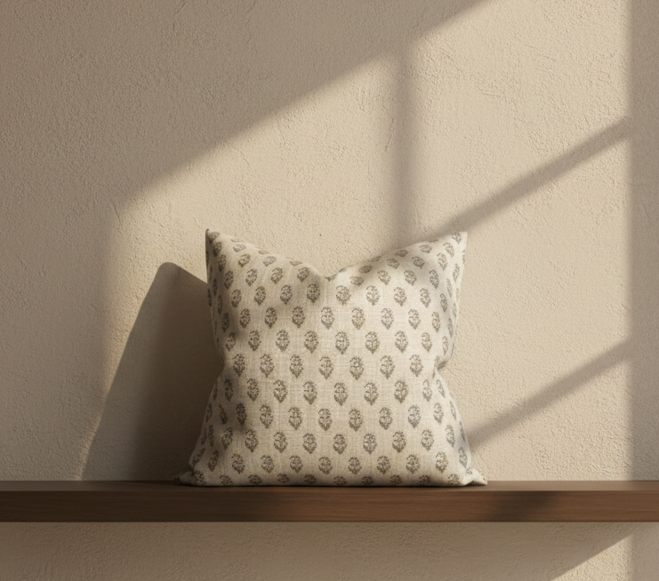 Rajmata Tonal Pillow Cover in Ash Grey, Peter Dunham Textiles