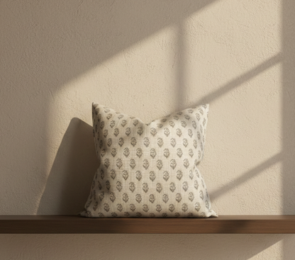 Rajmata Tonal Pillow Cover in Ash Grey, Peter Dunham Textiles