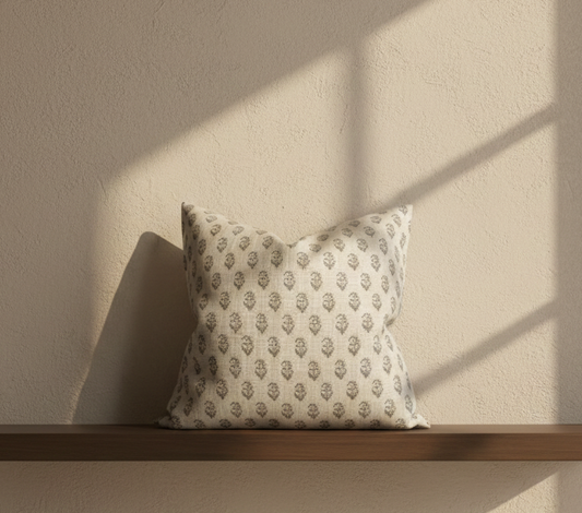 Rajmata Tonal Pillow Cover in Ash Grey, Peter Dunham Textiles