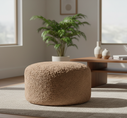 Shorn Curly Sheepskin Ottoman Large- Gold