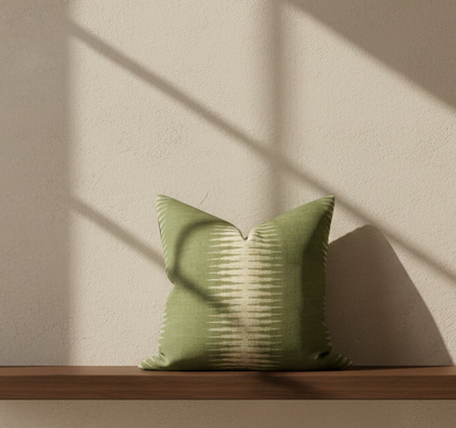 Ikat Pillow Cover in Olive Green, Peter Dunham Textiles