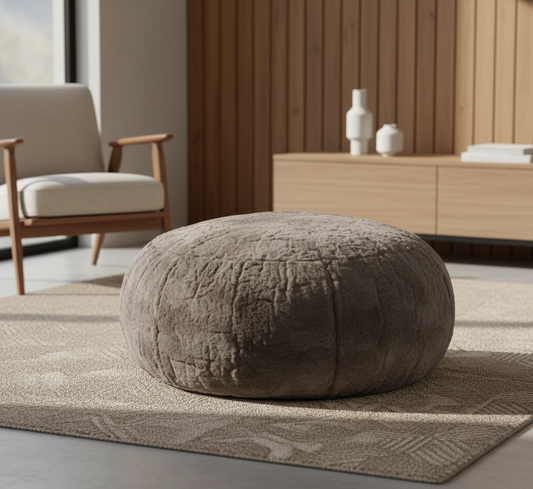 Shorn Sheepskin Ottoman Brown