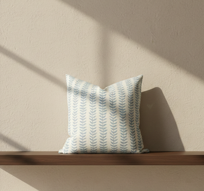 Willow Floral Linen Pillow Cover in Blue, Merika Meyer Textiles