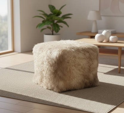 Mongolian Lamb Fur Pouf