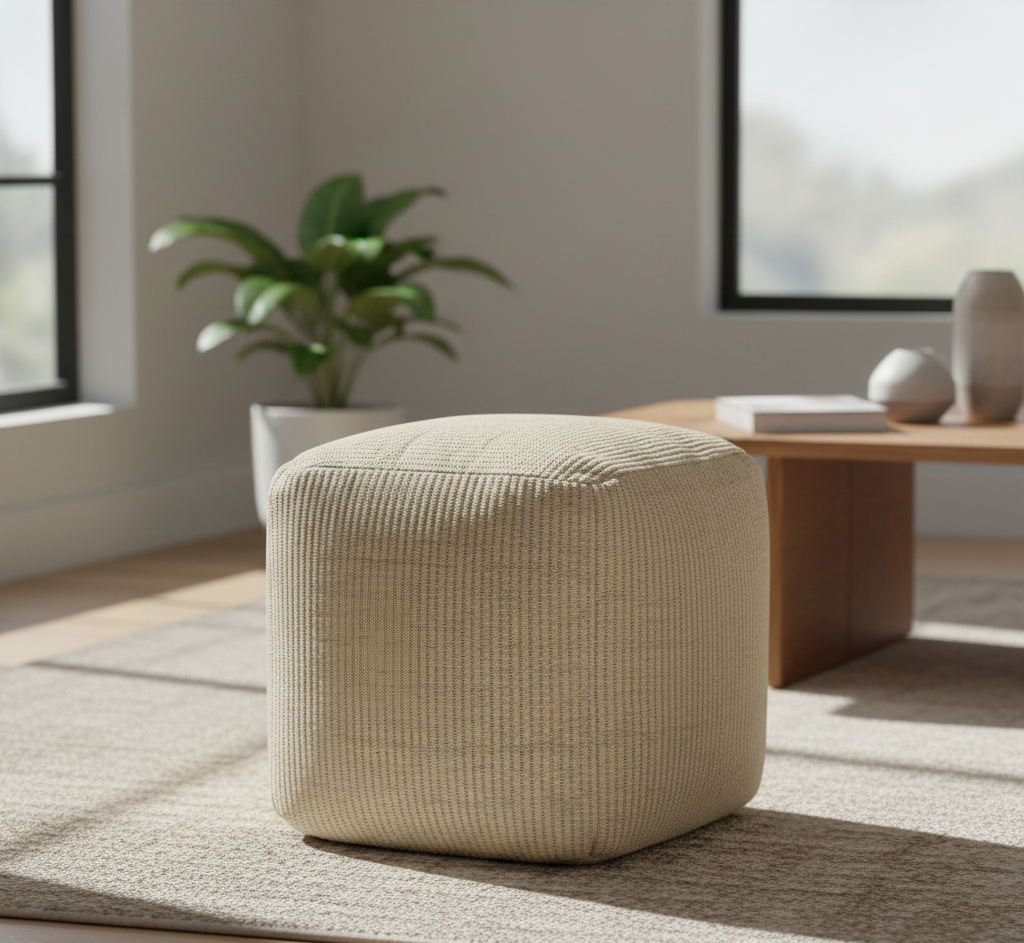 Madison Pouf - Ivory Natural