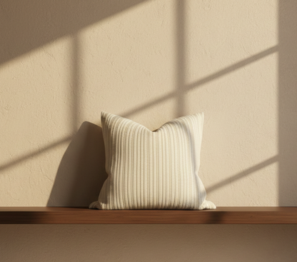 Divide Woven Pillow Cover in Ecru, Christopher Farr Textiles