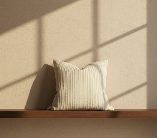 Divide Woven Pillow Cover in Ecru, Christopher Farr Textiles