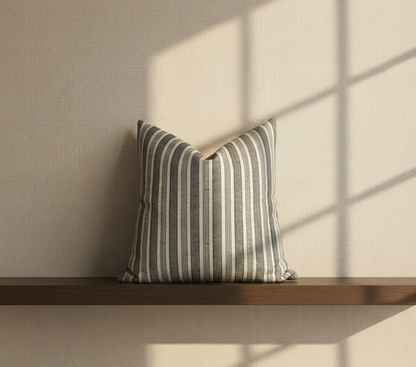 Amida Pillow Cover in Charcoal on Natural, Peter Dunham Textiles