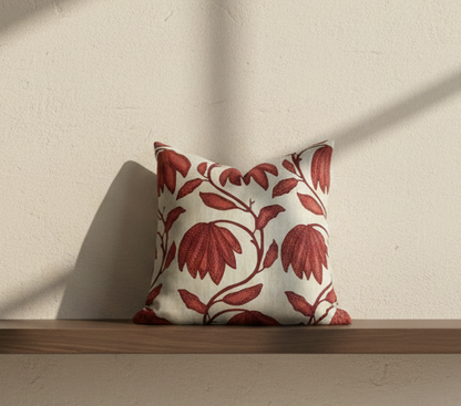 Desert Floral Pillow Cover in Sunbaked Red