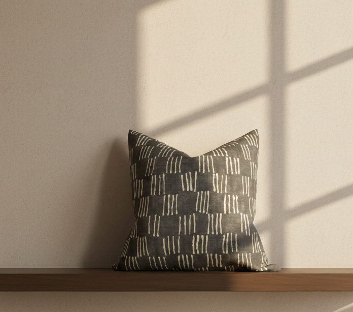 Matchsticks Pillow Cover in Pebble Grey, George Spencer Textiles