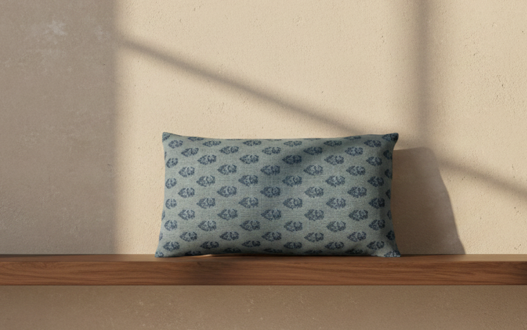 Rajmata Pillow Cover in Blue, Indoor/Outdoor Pillows, Peter Dunham Textiles