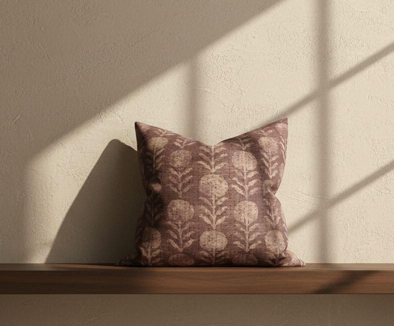 Zinnia Pillow Cover in Berry, McLaurin + Piercy Textiles