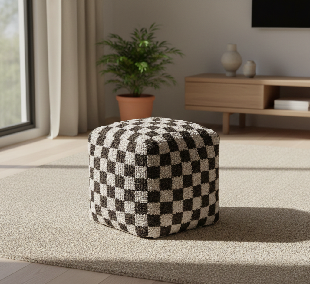 Tinsley Pouf - Chocolate Ivory