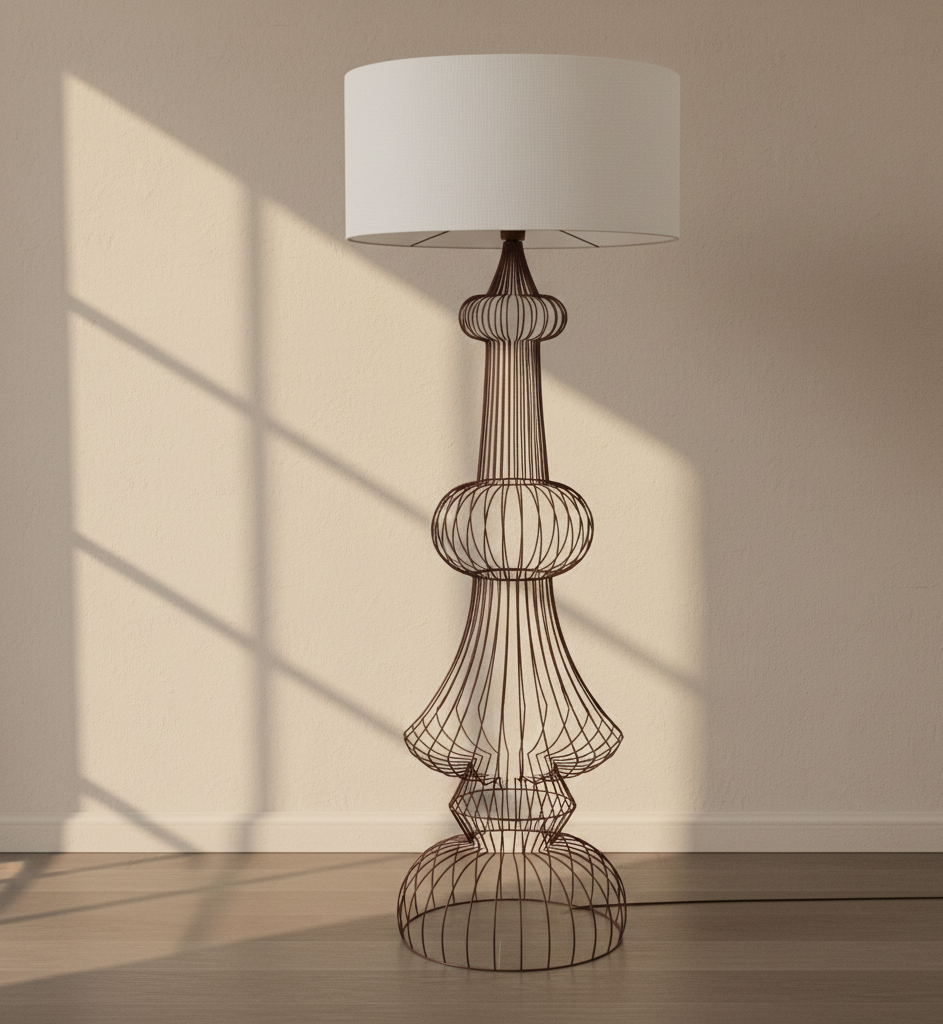 Pagoda - Brown Metal Column Floor Lamp