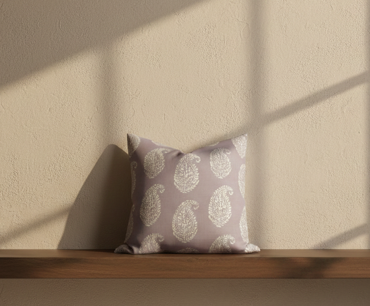 Kashmir Paisley Pillow Cover in Lilac Purple, Peter Dunham Textiles