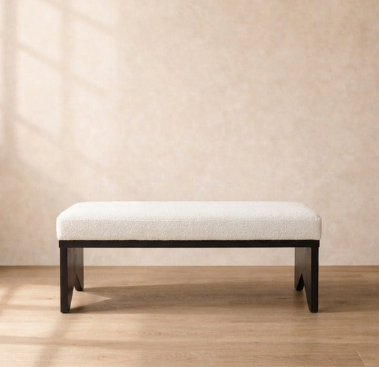 Sharyn Boucle & Wood Bench